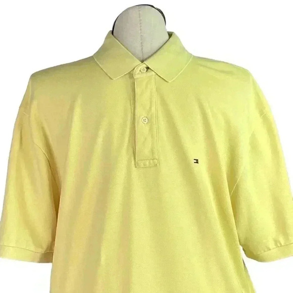 Tommy Hilfiger Mens XL Polo Mesh Shirt Short Sleeve Bottom-Up Cotton Yellow - Picture 2 of 8